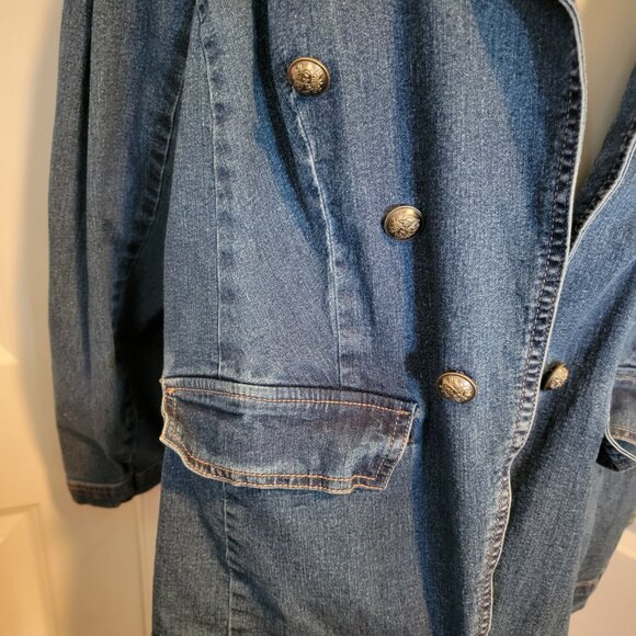Est. 1946 Nautical Style Puff Shoulder 1980's Relaxed Fit Denim Jacket - Picture 3 of 14